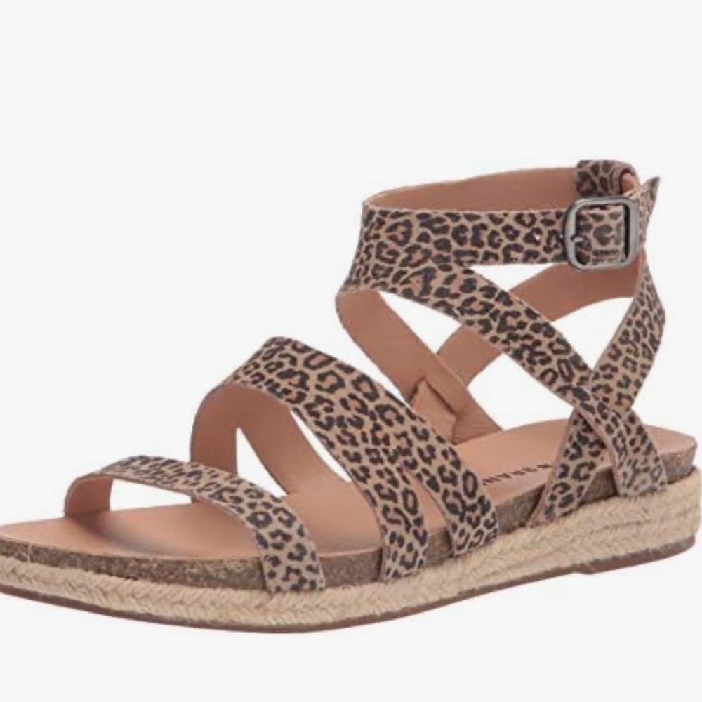 2/$25! Lucky Brand Leopard Print Strappy Espadrille Sandals